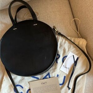 Clare V Navy Leather Crossbody Bag